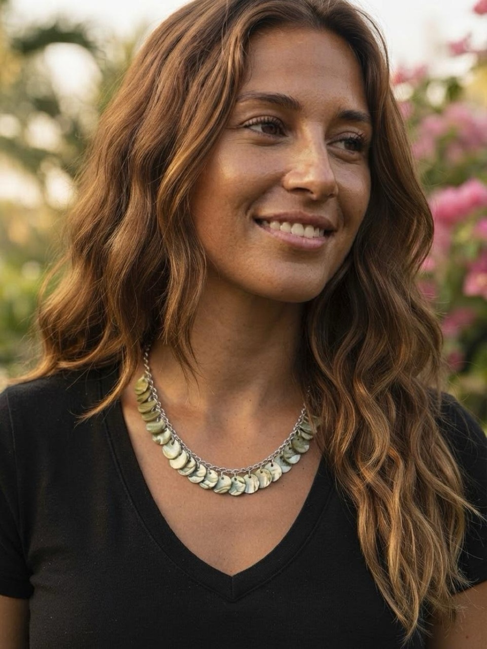 Gold-Tone Abalone Shell Chain Necklace - Women Jewelry